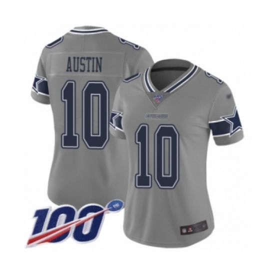 Women's Dallas Cowboys 10 Tavon Austin Limited Gray Inverted Legend 100th Season Football Jersey