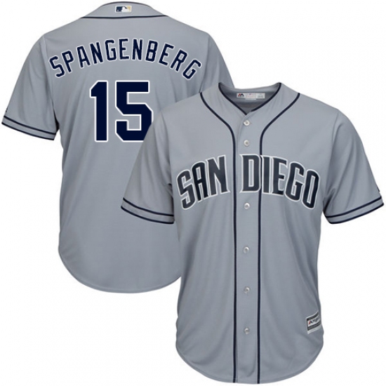 Men's Majestic San Diego Padres 15 Cory Spangenberg Authentic Grey Road Cool Base MLB Jersey