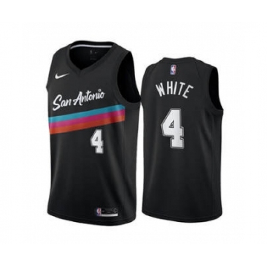 Men's San Antonio Spurs 4 Derrick White Black City Edition Fiesta 2020-21 Stitched Basketball Jersey