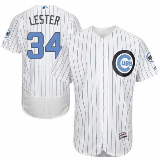 Men's Majestic Chicago Cubs 34 Jon Lester Authentic White 2016 Father's Day Fashion Flex Base MLB Jersey