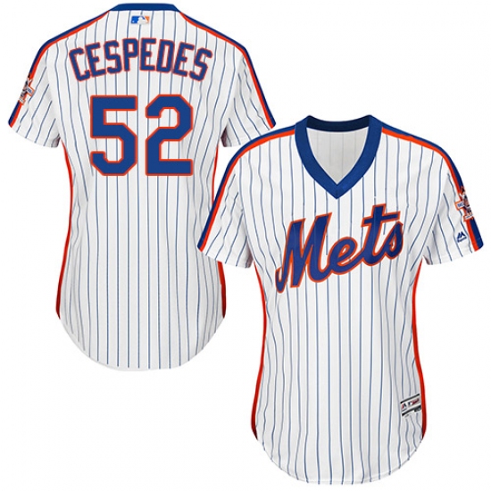 Women's Majestic New York Mets 52 Yoenis Cespedes Replica White Alternate Cool Base MLB Jersey