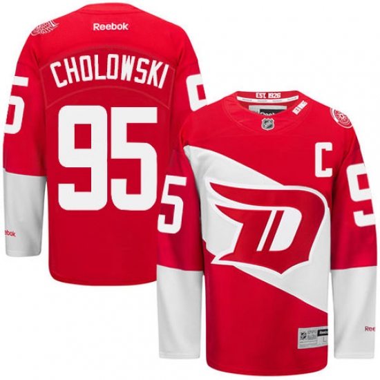 Men's Reebok Detroit Red Wings 95 Dennis Cholowski Premier Red 2016 Stadium Series NHL Jersey