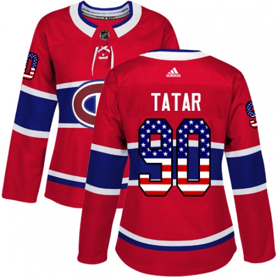 Women's Adidas Montreal Canadiens 90 Tomas Tatar Authentic Red USA Flag Fashion NHL Jersey