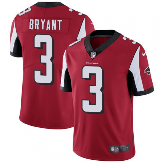 Men's Nike Atlanta Falcons 3 Matt Bryant Red Team Color Vapor Untouchable Limited Player NFL Jersey