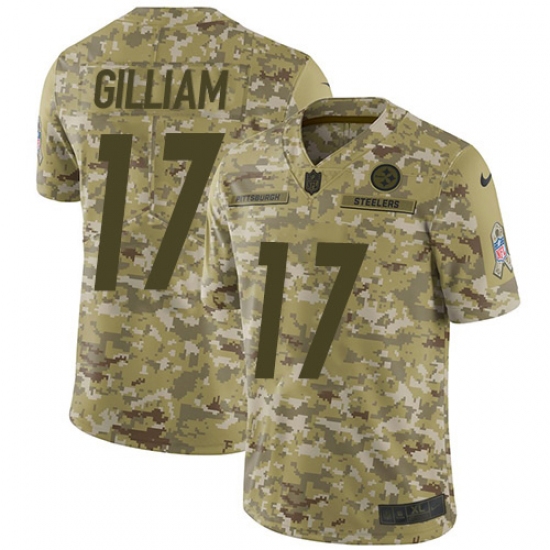 Youth Nike Pittsburgh Steelers 17 Joe Gilliam Limited Camo 2018 Salute to Service NFL Jersey