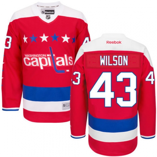 Women's Reebok Washington Capitals 43 Tom Wilson Premier Red Third NHL Jersey