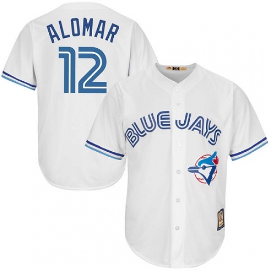 Men's Majestic Toronto Blue Jays 12 Roberto Alomar Authentic White Cooperstown MLB Jersey