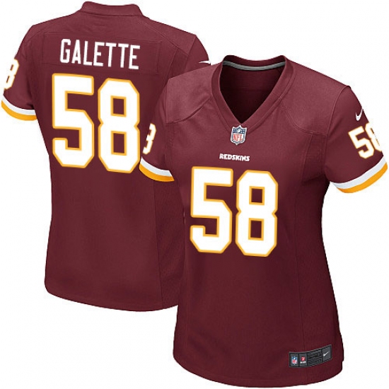 Women's Nike Washington Redskins 58 Junior Galette Game Burgundy Red Team Color NFL Jersey