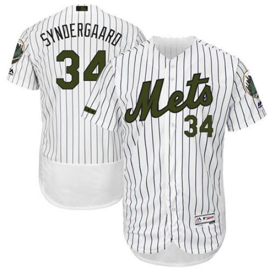 Men's Majestic New York Mets 34 Noah Syndergaard White Memorial Day Authentic Collection Flex Base MLB Jersey