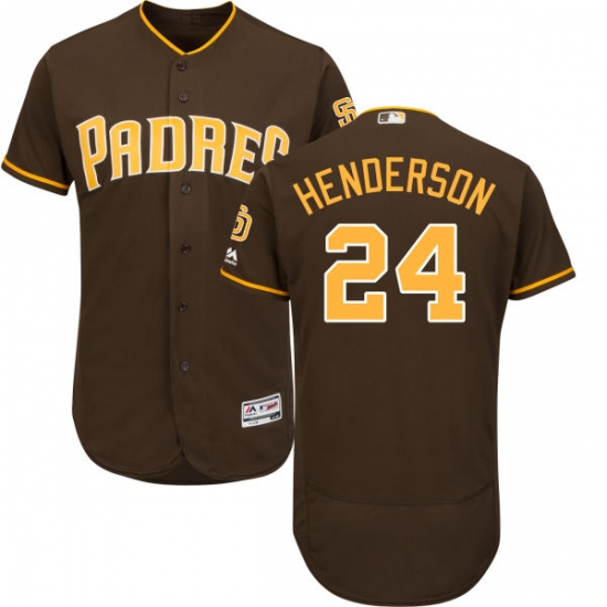 Men's Majestic San Diego Padres 24 Rickey Henderson Brown Alternate Flex Base Authentic Collection MLB Jersey