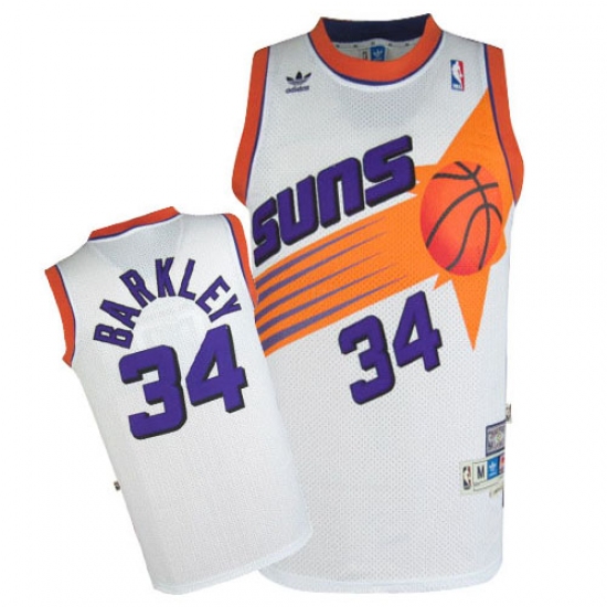 Men's Mitchell and Ness Phoenix Suns 34 Charles Barkley Swingman White Throwback NBA Jersey