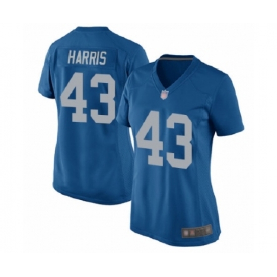 Women's Detroit Lions 43 Will Harris Game Blue Alternate Football Jersey