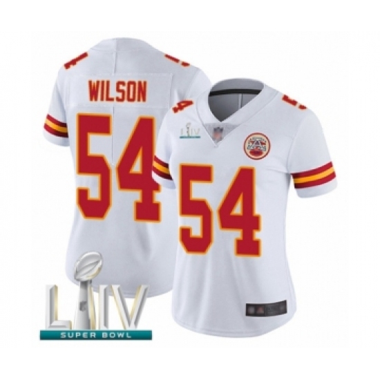 Women's Kansas City Chiefs 54 Damien Wilson White Vapor Untouchable Limited Player Super Bowl LIV Bound Football Jersey