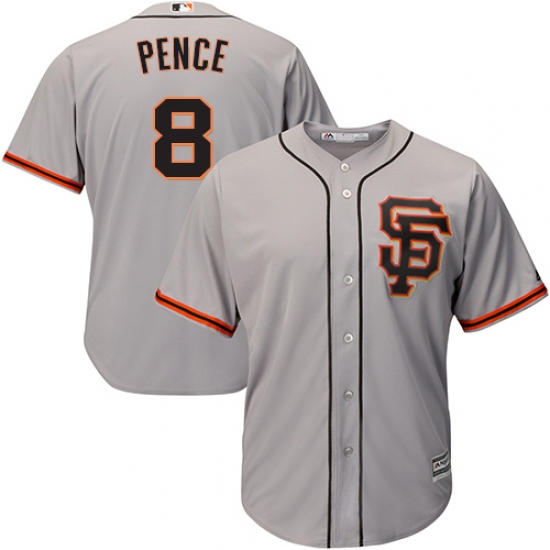 Men's Majestic San Francisco Giants 8 Hunter Pence Replica Grey Road 2 Cool Base MLB Jersey