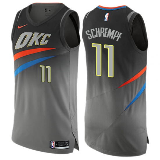 Men's Nike Oklahoma City Thunder 11 Detlef Schrempf Authentic Gray NBA Jersey - City Edition