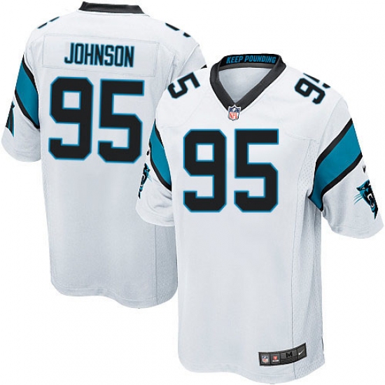 Men's Nike Carolina Panthers 95 Charles Johnson Game White NFL Jersey