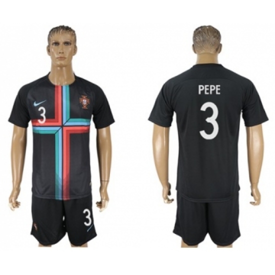 Portugal 3 Pepe Black Training Soccer Country Jersey