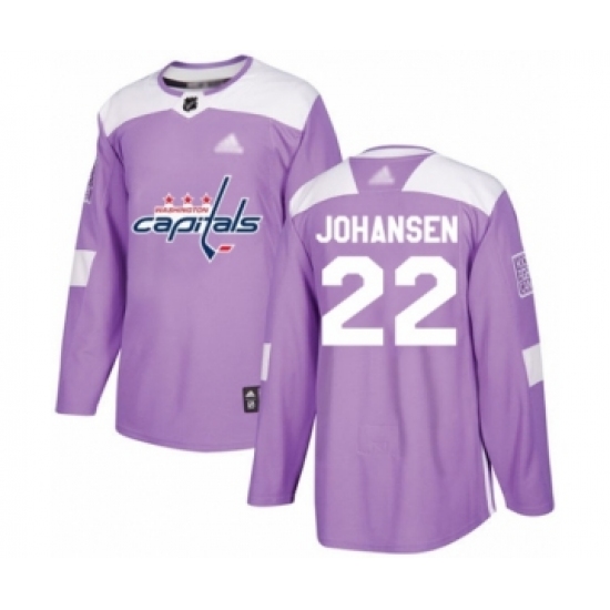 Men's Washington Capitals 22 Lucas Johansen Authentic Purple Fights Cancer Practice Hockey Jersey