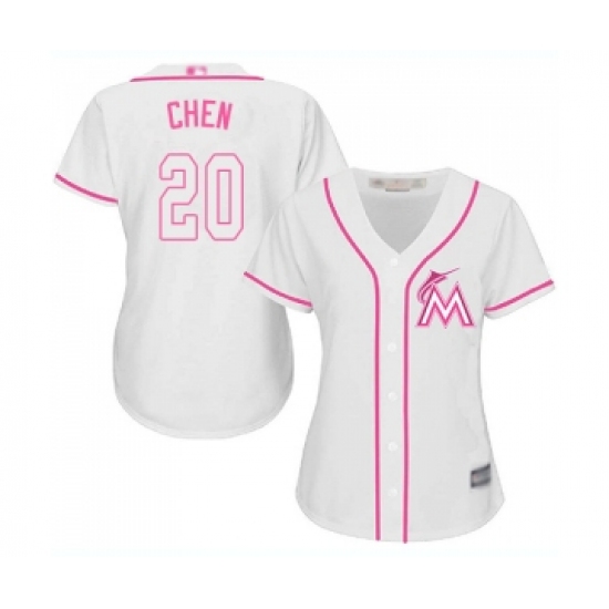 Women's Miami Marlins 20 Wei-Yin Chen Replica White Fashion Cool Base Baseball Jersey