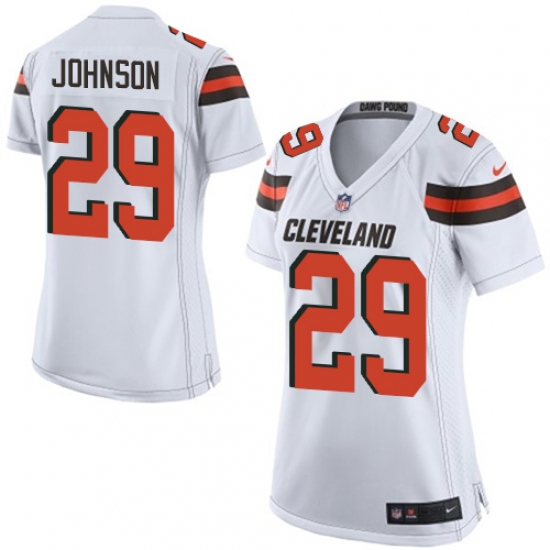 Women's Nike Cleveland Browns 29 Duke Johnson Game White NFL Jersey