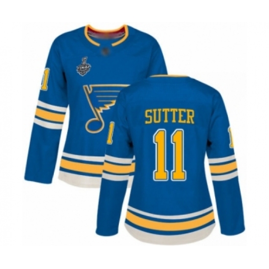 Women's St. Louis Blues 11 Brian Sutter Authentic Navy Blue Alternate 2019 Stanley Cup Final Bound Hockey Jersey