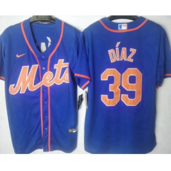 Men's New York Mets 39 Edwin Diaz Blue Stitched MLB Cool Base Nike Jersey