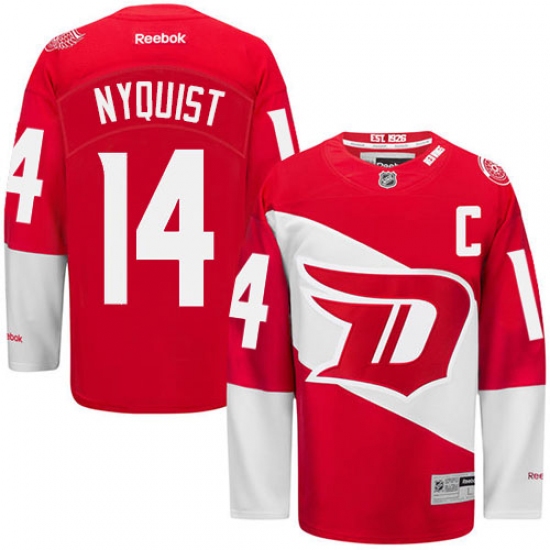 Men's Reebok Detroit Red Wings 14 Gustav Nyquist Authentic Red 2016 Stadium Series NHL Jersey