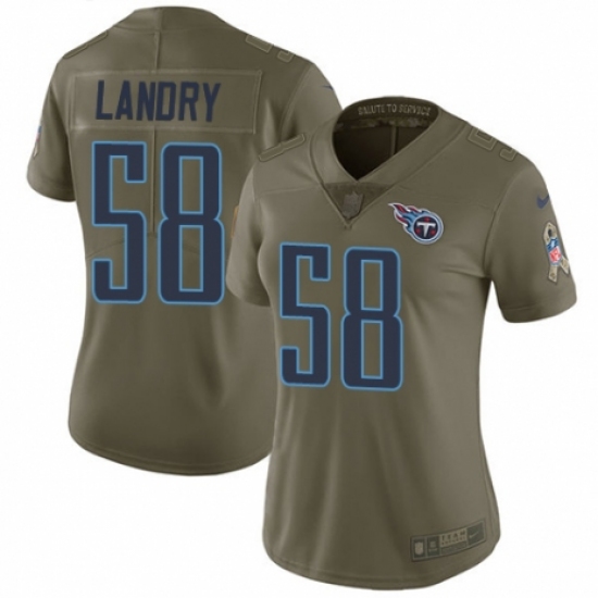 Women's Nike Tennessee Titans 58 Harold Landry Limited Olive 2017 Salute to Service NFL Jersey