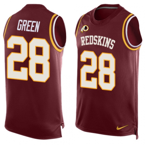 Men's Nike Washington Redskins 28 Darrell Green Limited Red Player Name & Number Tank Top NFL Jersey