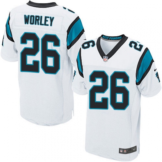 Men's Nike Carolina Panthers 26 Daryl Worley Elite White NFL Jersey