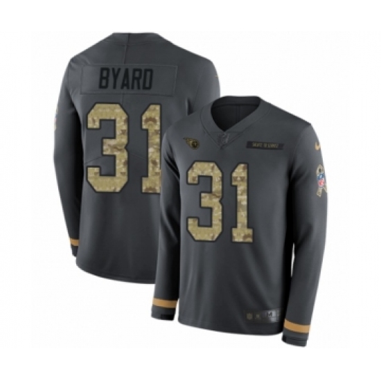 Men's Nike Tennessee Titans 31 Kevin Byard Limited Black Salute to Service Therma Long Sleeve NFL Jersey