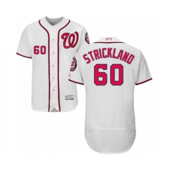 Men's Washington Nationals 60 Hunter Strickland White Home Flex Base Authentic Collection Baseball Player Jersey