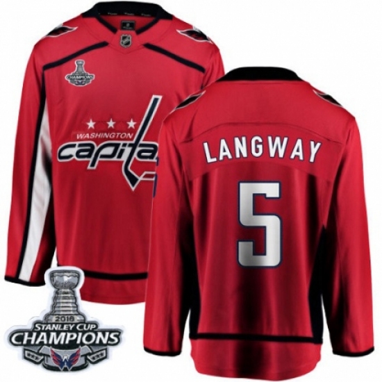 Youth Washington Capitals 5 Rod Langway Fanatics Branded Red Home Breakaway 2018 Stanley Cup Final Champions NHL Jersey