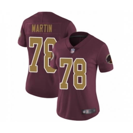 Women's Washington Redskins 78 Wes Martin Burgundy Red Gold Number Alternate 80TH Anniversary Vapor Untouchable Limited Player Football Jersey