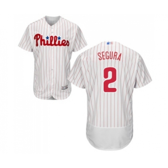 Men's Philadelphia Phillies 2 Jean Segura White Home Flex Base Authentic Collection Baseball Jersey