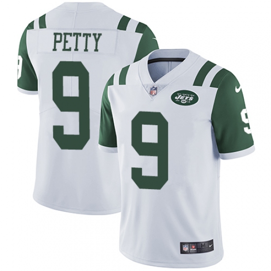 Men's Nike New York Jets 9 Bryce Petty White Vapor Untouchable Limited Player NFL Jersey