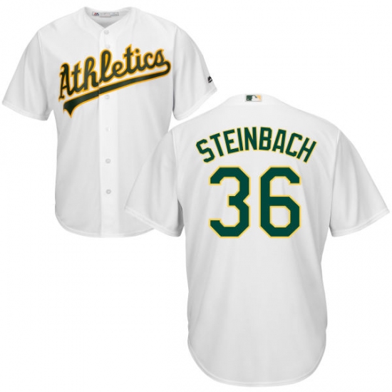 Men's Majestic Oakland Athletics 36 Terry Steinbach Replica White Home Cool Base MLB Jersey