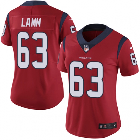 Women's Nike Houston Texans 63 Kendall Lamm Red Alternate Vapor Untouchable Elite Player NFL Jersey