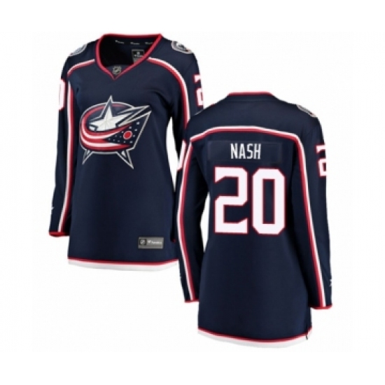 Women's Columbus Blue Jackets 20 Riley Nash Authentic Navy Blue Home Fanatics Branded Breakaway NHL Jersey