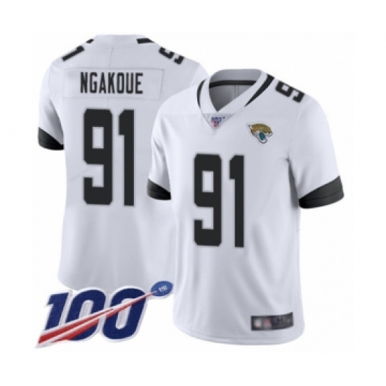 Men's Jacksonville Jaguars 91 Yannick Ngakoue White Vapor Untouchable Limited Player 100th Season Football Jersey