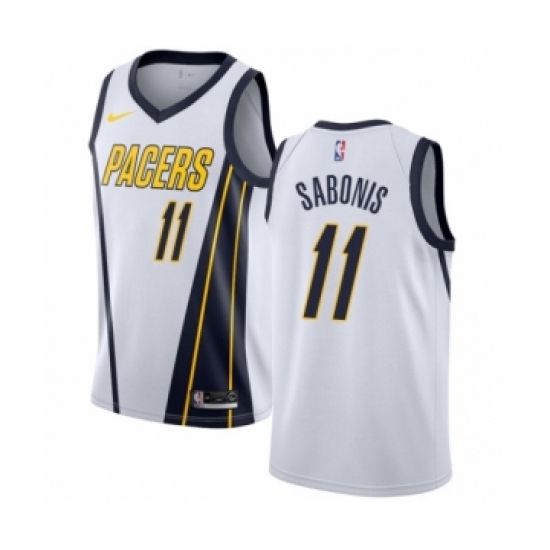 Youth Nike Indiana Pacers 11 Domantas Sabonis White Swingman Jersey - Earned Edition