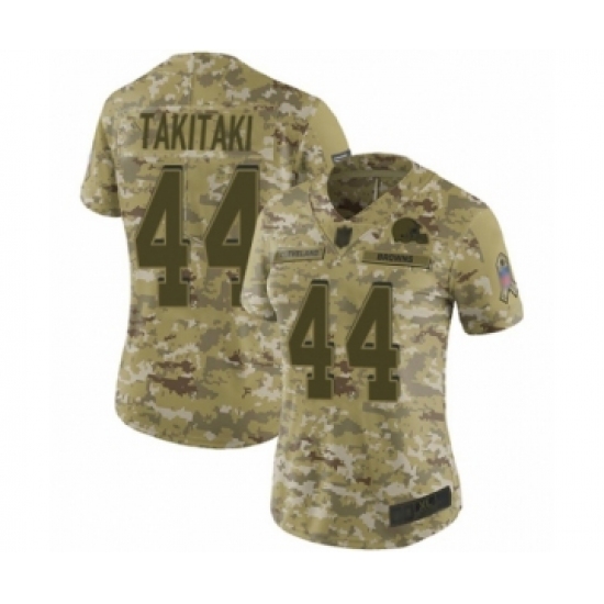 Women's Cleveland Browns 44 Sione Takitaki Limited Camo 2018 Salute to Service Football Jersey