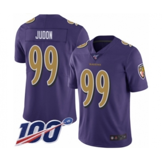 Men's Baltimore Ravens 99 Matt Judon Limited Purple Rush Vapor Untouchable 100th Season Football Jersey