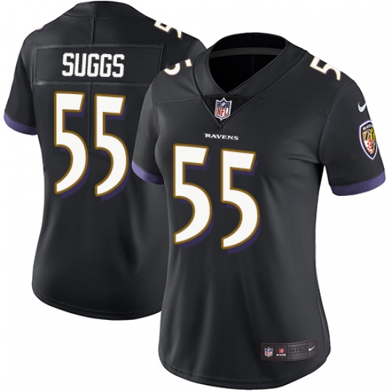 Women's Nike Baltimore Ravens 55 Terrell Suggs Black Alternate Vapor Untouchable Limited Player NFL Jersey