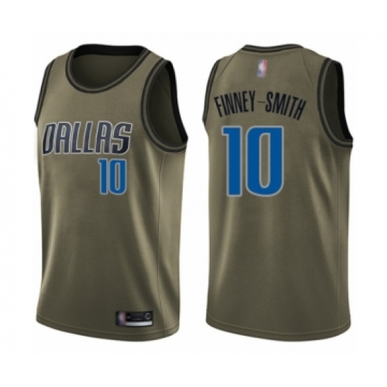 Men's Dallas Mavericks 10 Dorian Finney-Smith Swingman Green Salute to Service Basketball Jersey