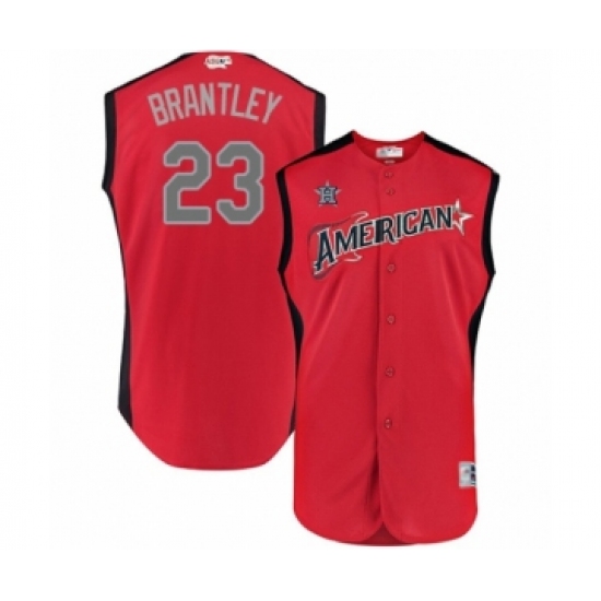 Men's Houston Astros 23 Michael Brantley Authentic Red American League 2019 Baseball All-Star Jersey