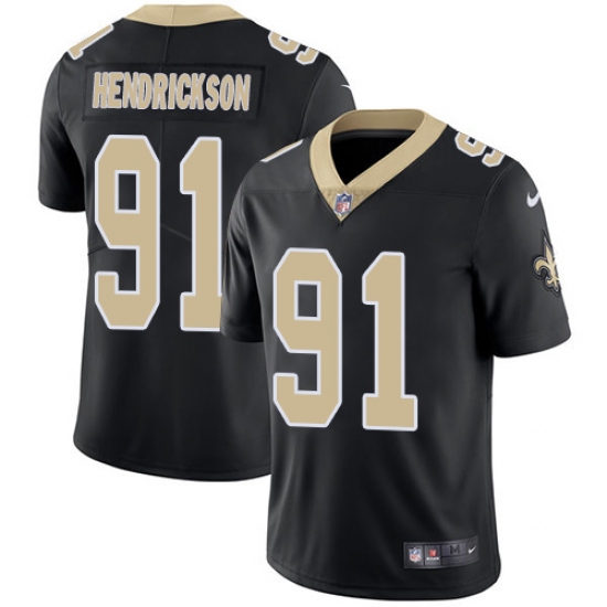 Youth Nike New Orleans Saints 91 Trey Hendrickson Black Team Color Vapor Untouchable Limited Player NFL Jersey