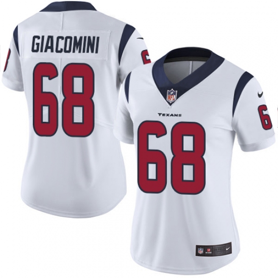 Women's Nike Houston Texans 68 Breno Giacomini Elite White NFL Jersey