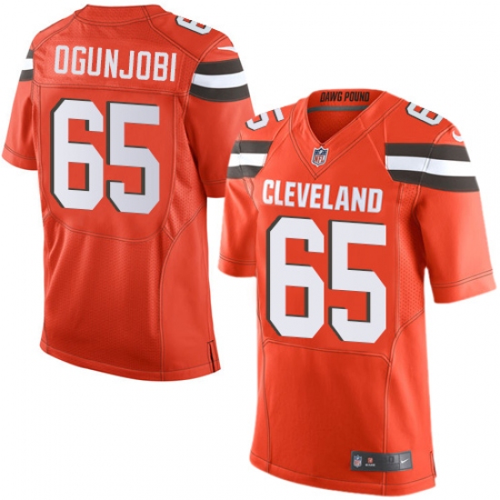 Men's Nike Cleveland Browns 65 Larry Ogunjobi Elite Orange Alternate NFL Jersey