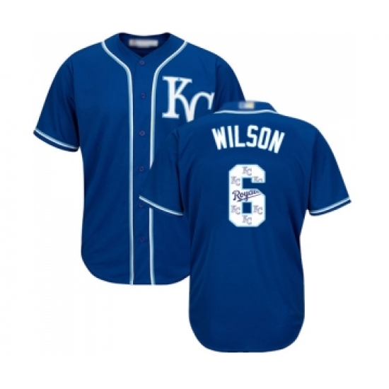 Men's Kansas City Royals 6 Willie Wilson Blue Authentic Blue Team Logo Fashion Cool Base Baseball Jersey